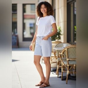 Lee Women's Light Blue Striped Shorts